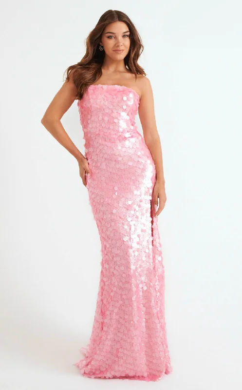 Prom dresses with keyhole backs and rhinestone - studded straps for a flirty lookFaviana 11258 Dress