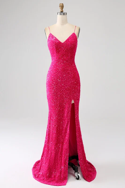 Strapless cocktail dresses with a sweetheart neckline and a full skirtFuchsia Mermaid Spaghetti Straps V-Neck Sequin Prom Dress With Split Strapless cocktail dresses with a sweetheart neckline and a full skirtFuchsia Mermaid Spaghetti Straps V-Neck Sequin Prom Dress With Split
