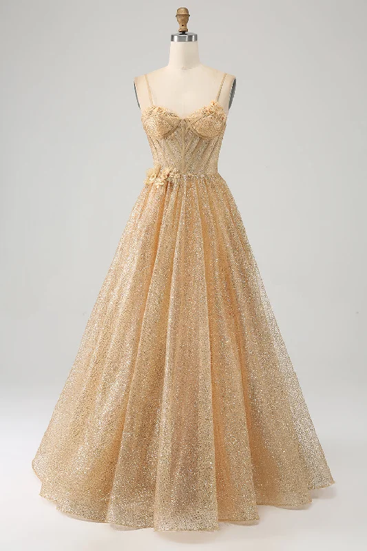 Cocktail dresses with a keyhole back and a midi - lengthGlitter Golden Corset Long Prom Dress with Flowers Cocktail dresses with a keyhole back and a midi - lengthGlitter Golden Corset Long Prom Dress with Flowers