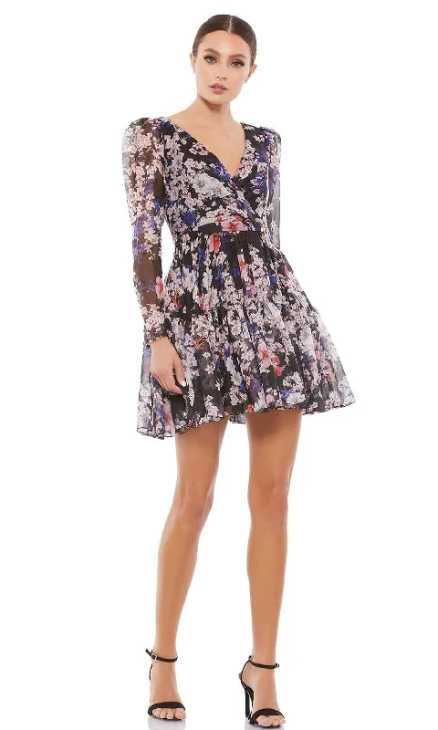 Printed cocktail dresses with geometric patterns for a contemporary aestheticIeena Duggal - 55423I Long Sleeve Floral A-Line Dress Printed cocktail dresses with geometric patterns for a contemporary aestheticIeena Duggal - 55423I Long Sleeve Floral A-Line Dress