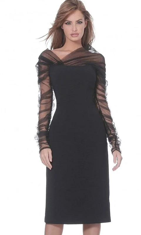 Jovani - 03810 Shirred Illusion Long Sleeve Dress