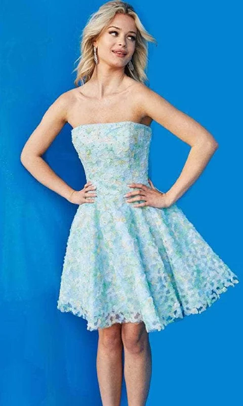 Plaid cocktail dresses with a flared skirt for a classic feelJovani 07965 - Floral Strapless Cocktail Dress Plaid cocktail dresses with a flared skirt for a classic feelJovani 07965 - Floral Strapless Cocktail Dress
