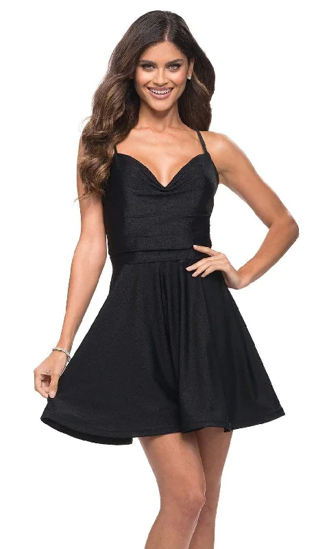 Cocktail dresses with a floral print and a peplum waistLa Femme - 30066 V Neck Jersey A-line Dress Cocktail dresses with a floral print and a peplum waistLa Femme - 30066 V Neck Jersey A-line Dress