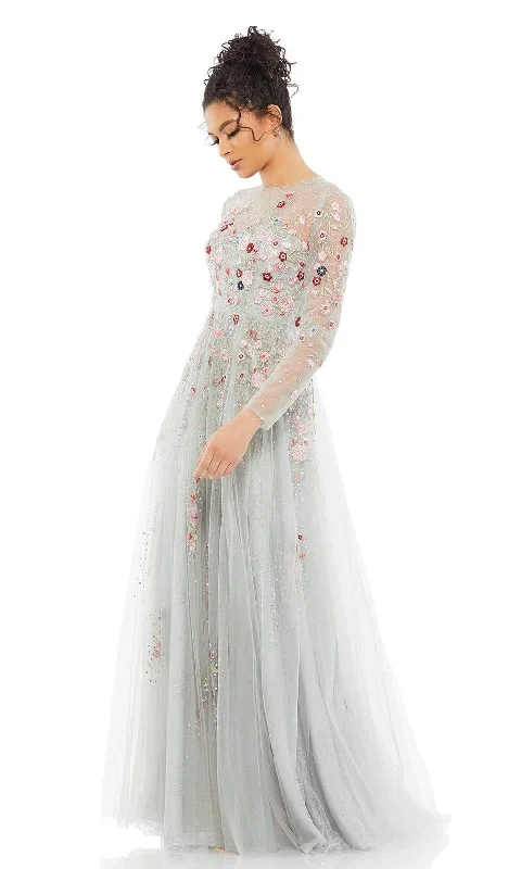 Formal dresses with pleated yokes and button - up fronts for a classic and refined lookMac Duggal - 11241 Embroidered Floral Tulle Gown