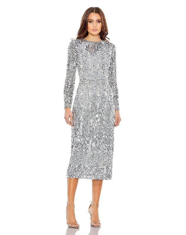 Cocktail dresses with a keyhole back and a midi - lengthMac Duggal 5576 Long Sleeve Tea Length Formal Dress Cocktail dresses with a keyhole back and a midi - lengthMac Duggal 5576 Long Sleeve Tea Length Formal Dress