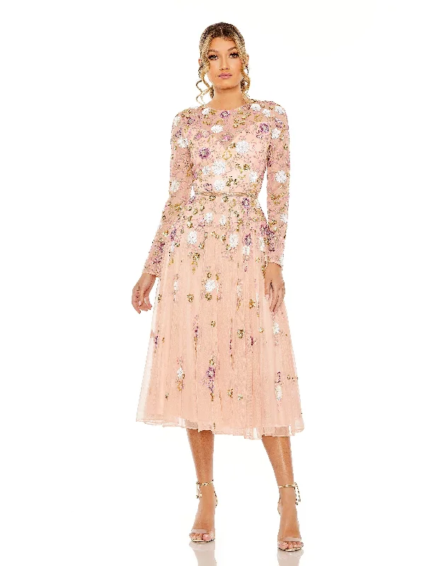 Cocktail dresses with a tassel - adorned belt and a sheath styleMac Duggal 5716 Tea Length Long Sleeve Formal Dress Cocktail dresses with a tassel - adorned belt and a sheath styleMac Duggal 5716 Tea Length Long Sleeve Formal Dress