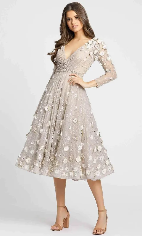 Cocktail dresses with a pom - pom trim and a short - sleeved styleMac Duggal Evening - 67387D 3D Floral Lace A-Line Dress Cocktail dresses with a pom - pom trim and a short - sleeved styleMac Duggal Evening - 67387D 3D Floral Lace A-Line Dress