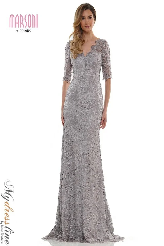 Formal dresses with high - low hems and floral embroidery for a unique prom styleMarsoni MV1117