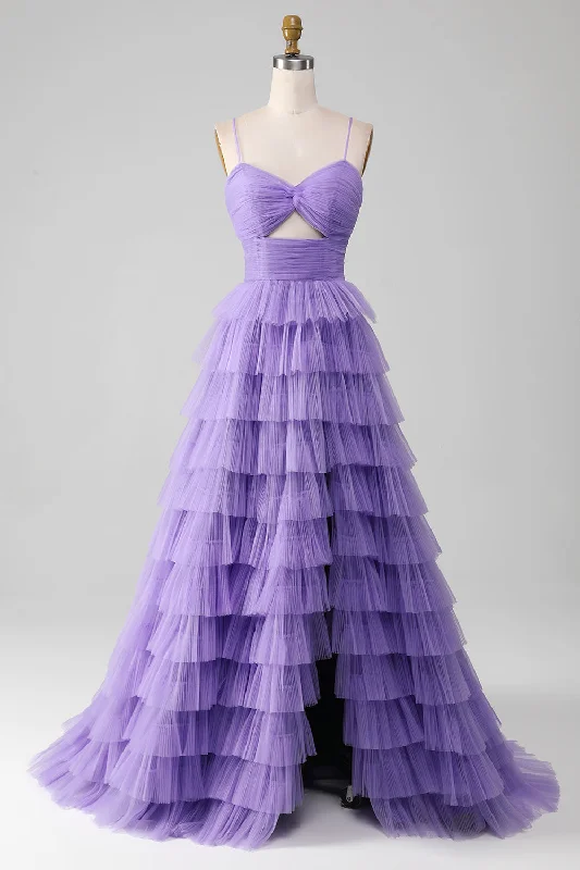 Cocktail dresses with a cut - out detail and a body - con fitPurple Tulle A-Line Tiered Long Prom Dress with Slit Cocktail dresses with a cut - out detail and a body - con fitPurple Tulle A-Line Tiered Long Prom Dress with Slit