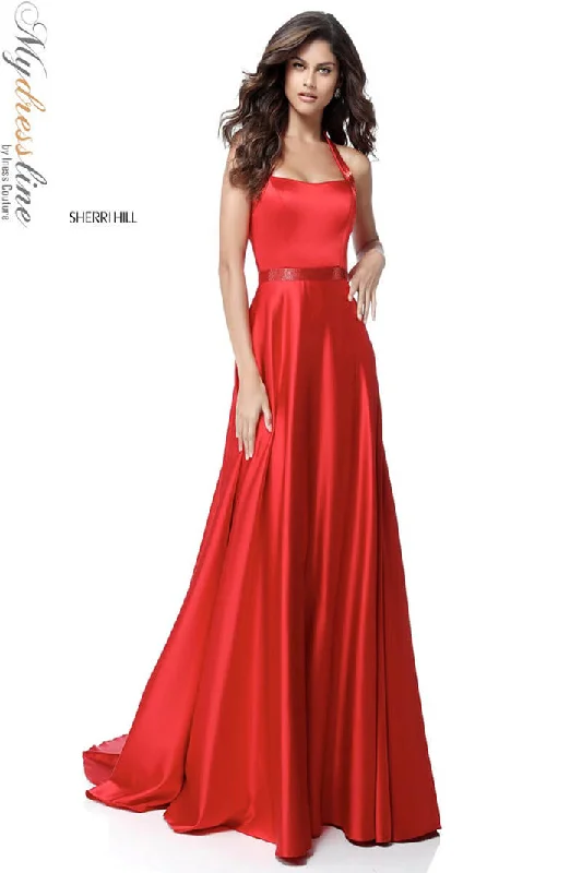 Sleeveless formal dresses with sequined straps and a - line skirts for a classic formal eventSherri Hill 51646