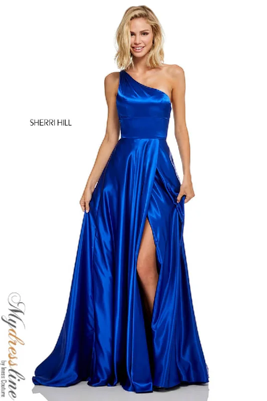 Formal dresses with pleated bodices and taffeta fabric for a traditional lookSherri Hill 52750 Formal dresses with pleated bodices and taffeta fabric for a traditional lookSherri Hill 52750