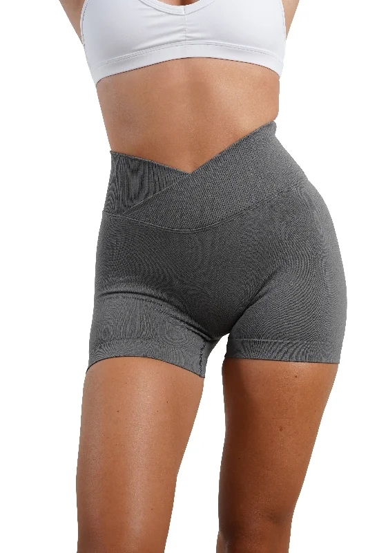 Embroidered Women Shorts with Intricate DesignsCORE V-WAIST MINI SCRUNCH SHORTS - GREY