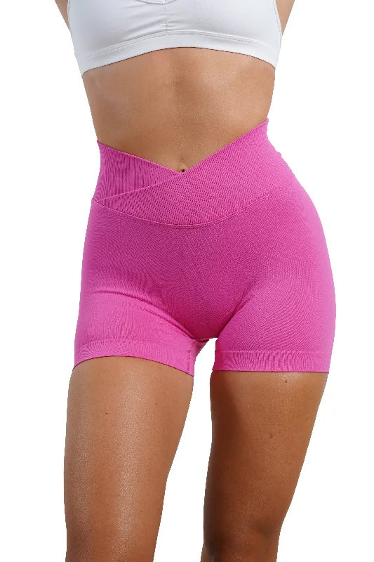 Leather Look Women Shorts for an Edgy and Chic StyleCORE V-WAIST MINI SCRUNCH SHORTS - PINK