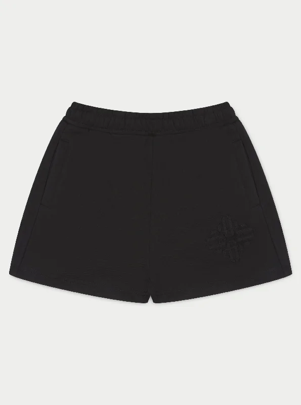 Plus Size Women Shorts with a Comfortable and Stylish FitEMBLEM APPLIQUE JERSEY SHORTS - BLACK