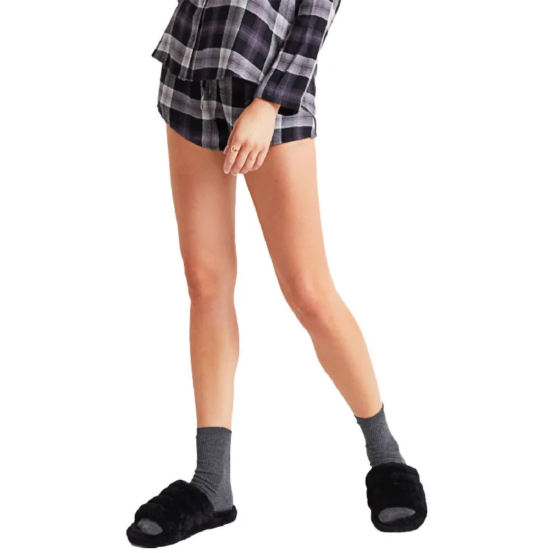 Printed Animal Print Women Shorts for a Wild and Stylish AppearanceFlowy Sleep Shorts In Black Plaid