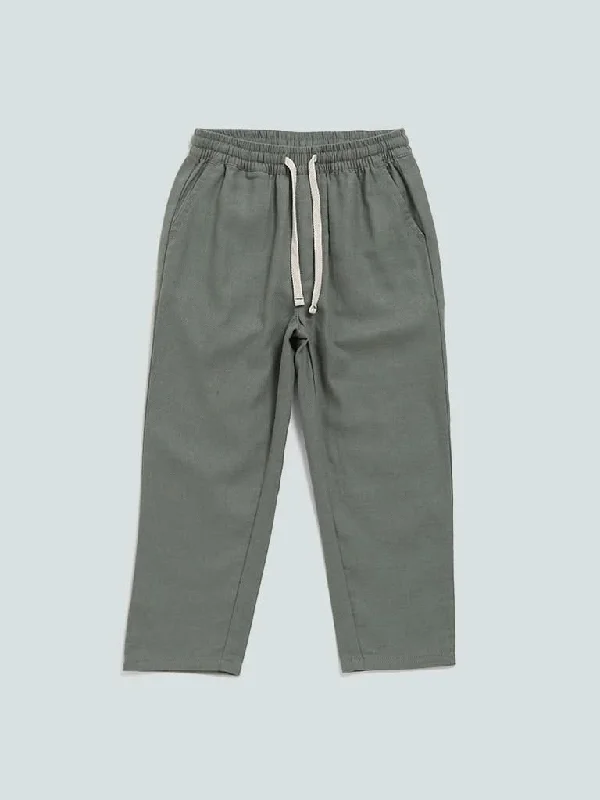 Jeanette Women Shorts with a Soft and Comfortable FeelHOP Kids Solid Sage Green Trousers