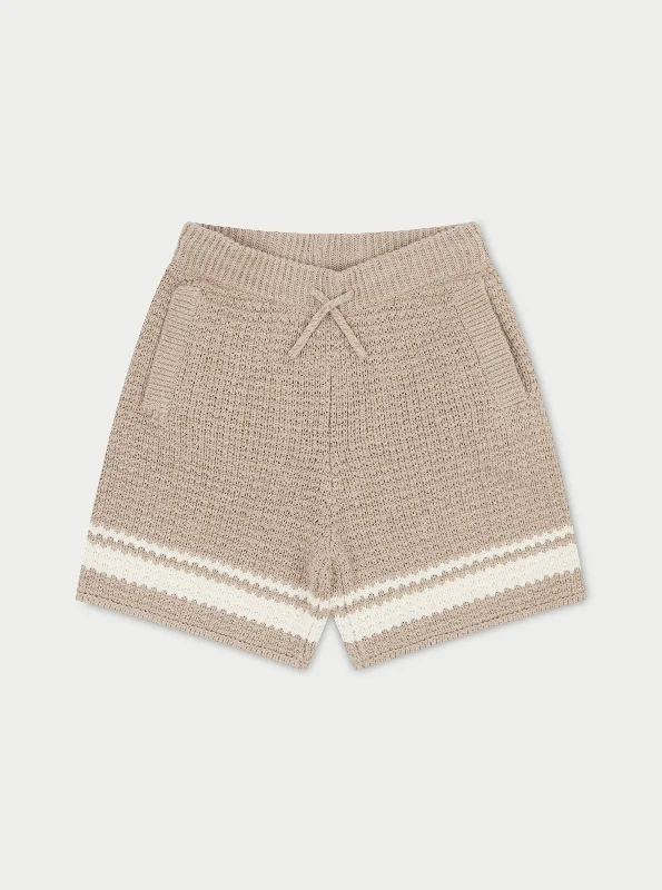 Cargo Women Shorts with Multiple Pockets for FunctionalityKIDS CROCHET KNITTED CONTRAST STRIPE SHORTS - BROWN