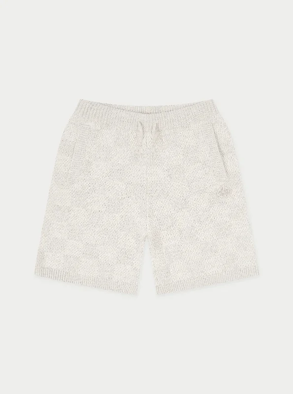 Solid Color Women Shorts in Bright Hues for a Bold StatementKIDS KNITTED CHECKERBOARD SHORTS - GREY