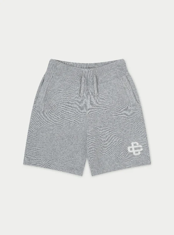 High - Waisted Women Shorts for a Retro and Flattering LookKIDS KNITTED EMBLEM SHORTS - GREY MARL