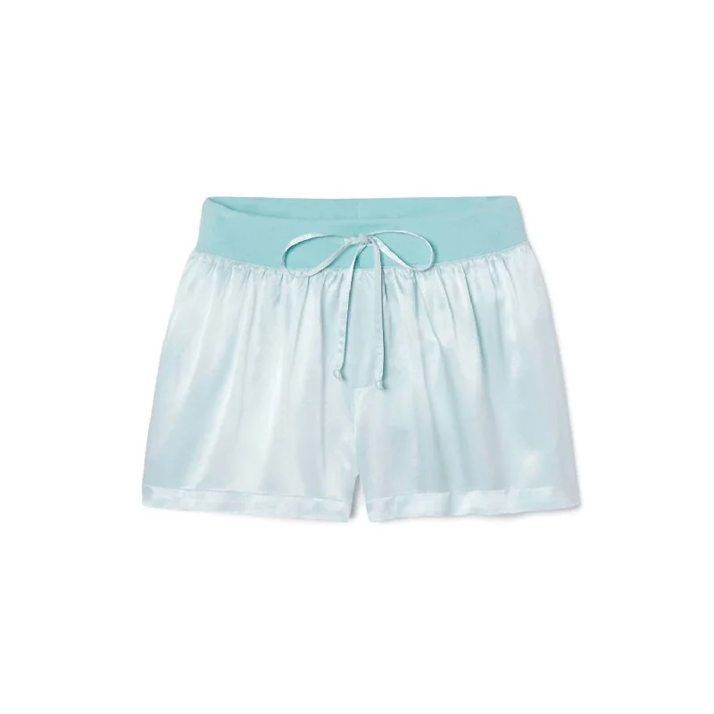 Leather Look Women Shorts for an Edgy and Chic StyleMikel Satin Boxer Short With Draw String In Aqua