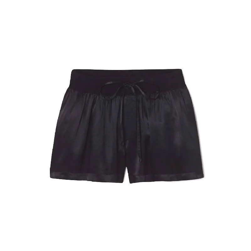 Belted Women Shorts to Enhance the WaistlineMikel Satin Boxer Short With Draw String In Black