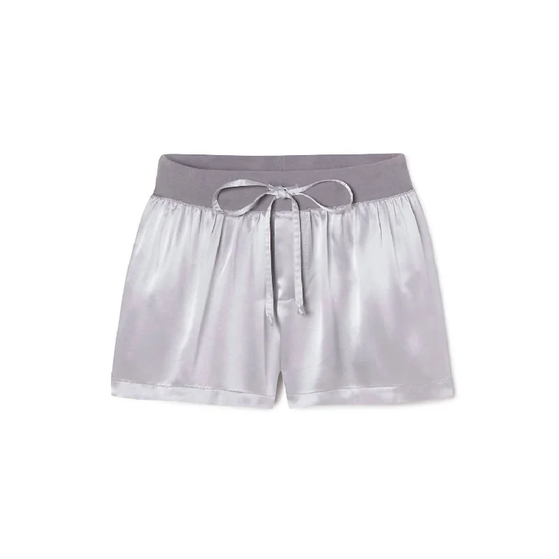 Bermuda Women Shorts for a Classic and Sophisticated LookMikel Satin Boxer Short With Draw String In Dark Silver