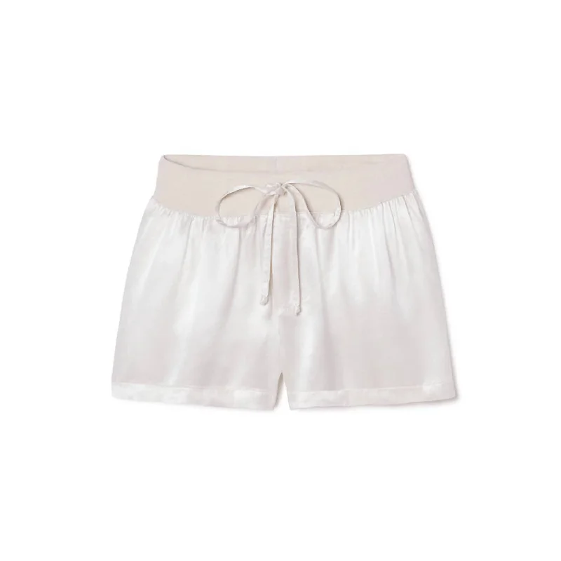 Patterned Geometric Women Shorts for a Modern AppealMikel Satin Boxer Short With Draw String In Eggnog