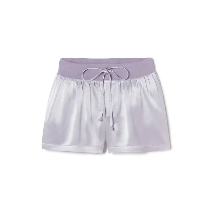 Printed Animal Print Women Shorts for a Wild and Stylish AppearanceMikel Satin Boxer Short With Draw String In Lavender