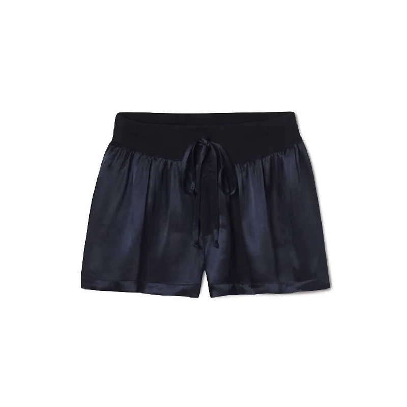 Plus Size Women Shorts with a Comfortable and Stylish FitMikel Satin Boxer Short With Draw String In Navy