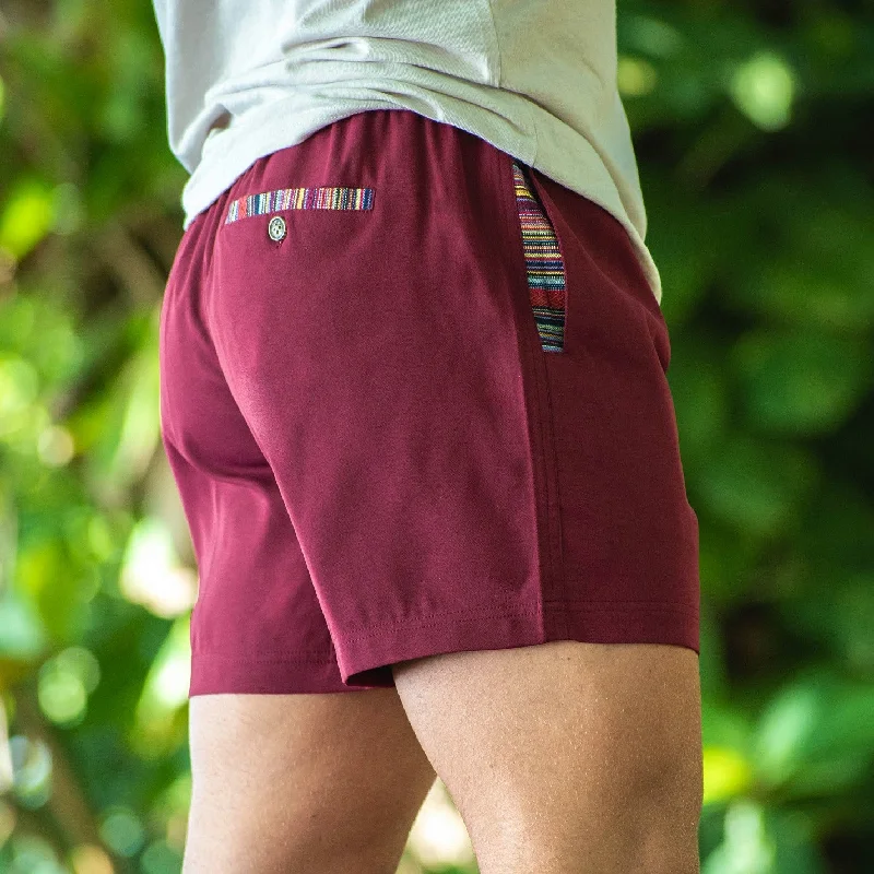 Tie - Waist Women Shorts for a Customizable FitSapien 2.0 Short (Casual Stretch) - Merlot 5" & 7"