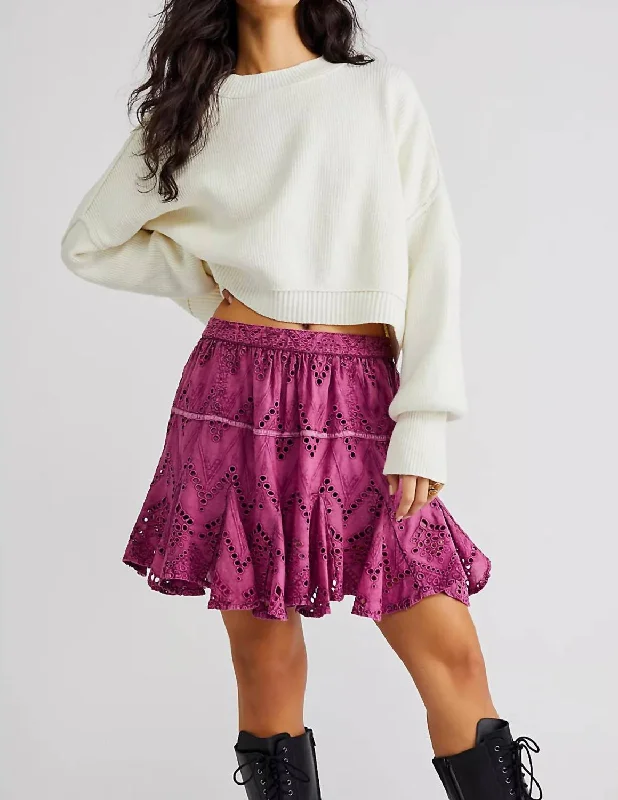 Linen Women Shorts for Breathable Comfort in Hot WeatherSerenity Mini Skort In Dreamy Mulberry