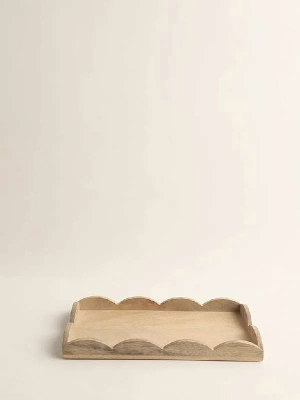 Twill Women Shorts with a Smooth Texture and DurabilityWestside Home Beige Scallop Small Tray