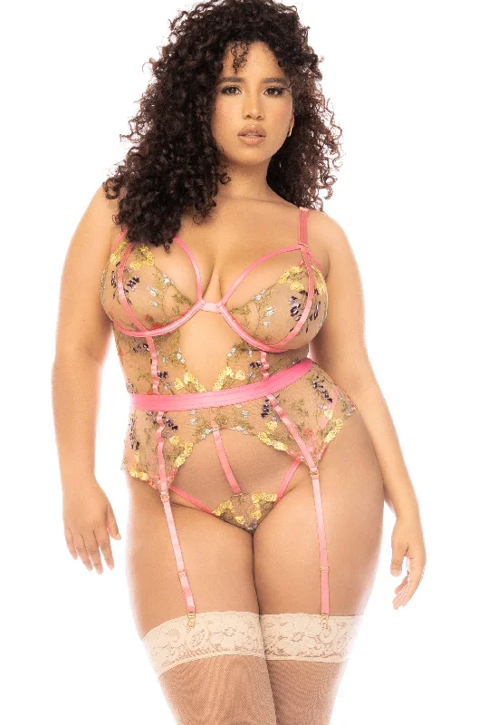 Metallic Bodysuits for a Glitzy and Glamorous Night OutRose Garden Embroidered Lace Bodysuit | Plus Size Metallic Bodysuits for a Glitzy and Glamorous Night OutRose Garden Embroidered Lace Bodysuit | Plus Size