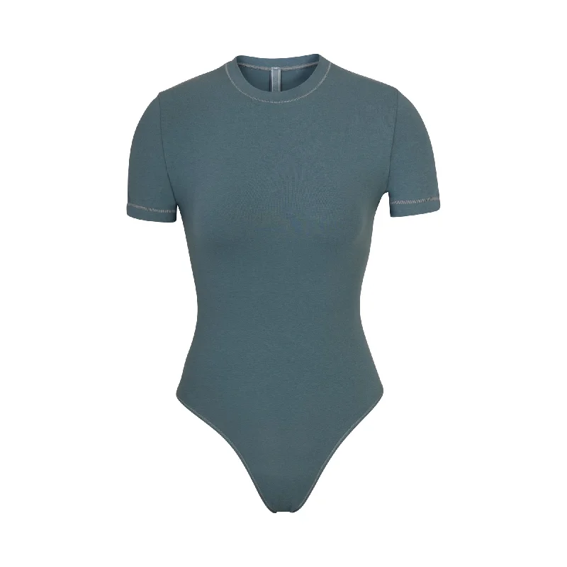Compression Bodysuits for Post - Workout RecoveryCOTTON JERSEY T-SHIRT BODYSUIT | KYANITE Compression Bodysuits for Post - Workout RecoveryCOTTON JERSEY T-SHIRT BODYSUIT | KYANITE