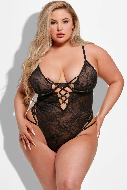 Printed Bodysuits with Floral Patterns for a Feminine VibeFlora Strappy Lace Teddy