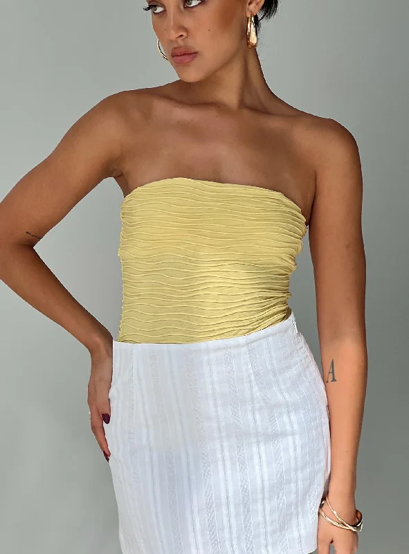 Compression Bodysuits for Post - Workout RecoveryMakena Strapless Bodysuit Yellow