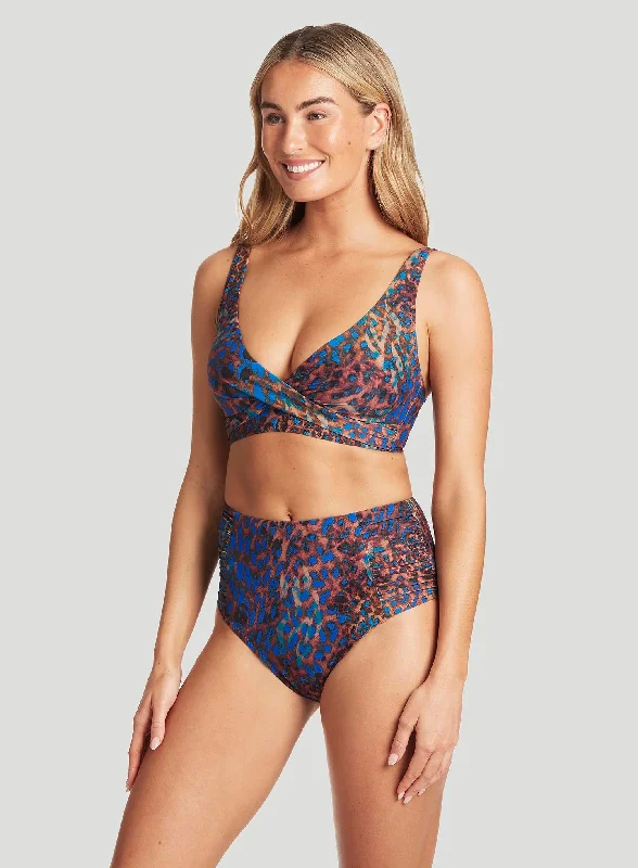 Sea Level: Hunter High Waisted Side Gathered Bikini Brief Blue