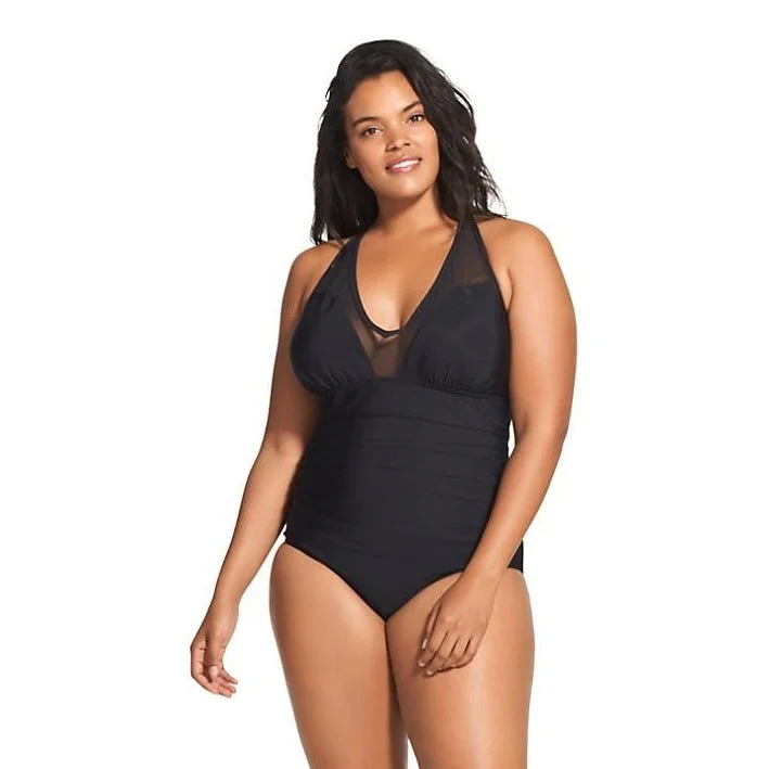 Plus size maternity swimwear for expecting momsSpeedo Mesh V-Neck One Piece
