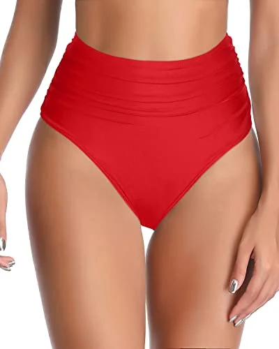 String bikini for a minimalistic and sexy beach styleHigh Waisted Retro Bikini Bottom Tummy Control-Red String bikini for a minimalistic and sexy beach styleHigh Waisted Retro Bikini Bottom Tummy Control-Red